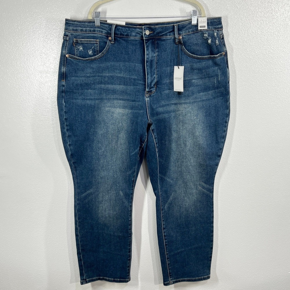 Judy Blue "Katy" High Waist Tummy Control Slim Jeans‎ 24W Dark Wash Distressed
